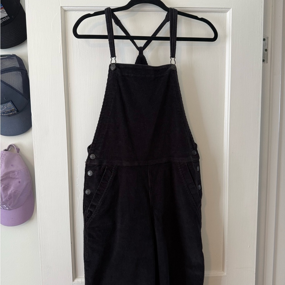 American Eagle Outfitters Black Corduroy Overalls
